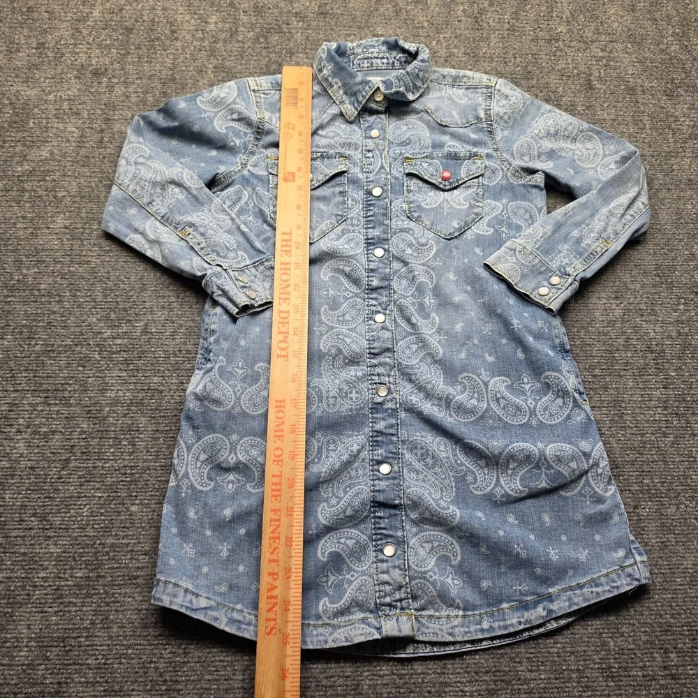 Gymboree Girls Size 8 Denim Shirt Dress Western Paisley Snap Front Light Wash